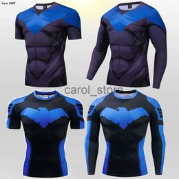 Camisetas para hombres Rashguard Jiu Jitsu Bjj T Shirt Hombres Gimnasio Fitness Boxeo Entrenamiento Hombre Camisas Jersey Compresión 3D Nightwing Imprimir Tops para hombre J231121