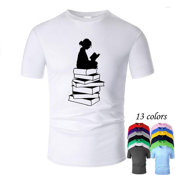 T-shirts pour hommes lire des livres ligne Art O cou coton chemise hommes et femme unisexe été à manches courtes conçu t-shirt décontracté M02067