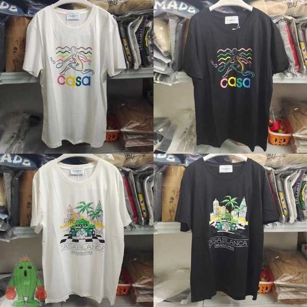 Camisetas para hombres Real Po Casablanca Tenis Deportes Colorido Carta Impresión Camiseta Hombres Mujeres Tamaño Asiático Drop T Shirt J2333B
