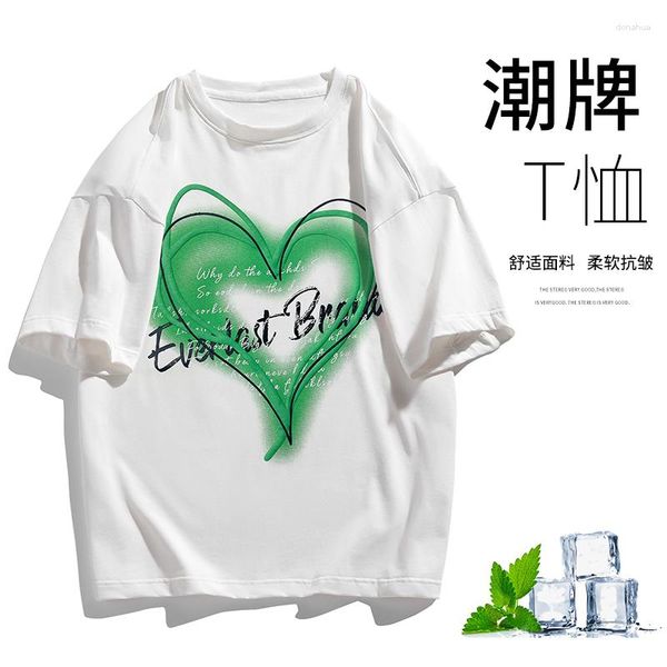 T-shirts pour hommes Real S T-shirt à manches courtes 2023 Summer Ins Trend Loose Fashion Brand Heavy Boys' Cotton Clothes