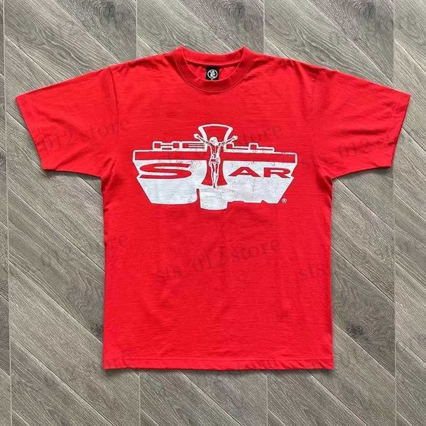 T-shirts pour hommes Rouge Vintage Hellstar T-shirt Croix Imprimer Haute Qualité Coton Lâche Respirant Hommes Femmes À Manches Courtes T-shirt D'été Top Tee T230705