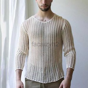 T-shirts pour hommes détendus décontractés de tricots creux de tricots masculins pour hommes T-shirt solide en ajustement grand pull plus polos