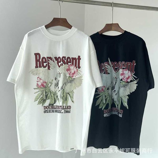 T-shirts pour hommes Represnet-chemise paix colombe fleur imprimé couple américain lâche et décontracté été à manches courtes hommes T-shirt X5a0