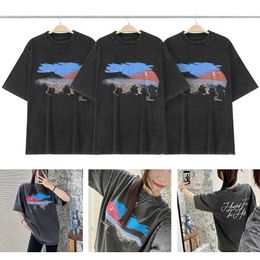 Camisetas para hombres Represnet-shirt Summer Urban Night View High Street Fashion Brand Youth Pop Pareja suelta cuello redondo manga corta camiseta 4yli