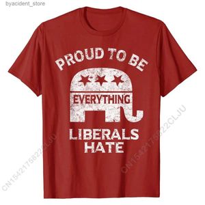 Heren T-shirts Republikeinse Conservatieve Trots Om Alles Liberalen Haat T-shirt Casual Slim Fit Tops Shirts Bedrijf Katoen Heren T-shirt L240304