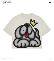 T-shirts voor heren Retro Blur Dog Print Grafische t-shirts Korte mouw Goth Katoen Y2k Tops oversized streetwear Gothic harajuku Dameskleding Q240130