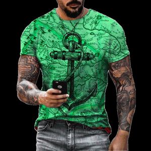 T-shirts pour hommes Ancre de bateau rétro Empreinte T T-shirt pour hommes Mode Été Casual Manches courtes T-shirts amples Hip Hop Street Shirt Homme Tops