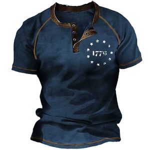 T-shirts pour hommes Retro Bouton V-Neck Navigation T-shirt à manches courtes Gothic Henry Mens Top surdimension