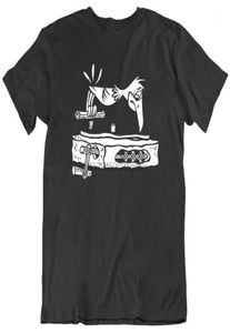 T-shirts voor heren retro cartoon Flints Record Player Fun Black T-shirt6748088