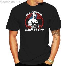 Heren T-shirts Retro karakter T-shirt voor mannen 100% katoen heren tshirt Arnold Schwarzener Tops Come With Me If You Want To Lift Tees Fitness L230713