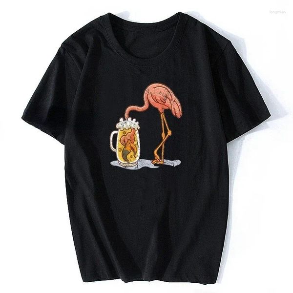 T-shirts pour hommes Rétro Flamingo Beer Mug Drinker T-shirt Imprimer Mode Hommes Coton Tshirt T-shirts Streetwear