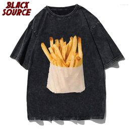 T-shirts pour hommes rétro Harajuku Y2K rue drôle sauvage décontracté mode Double face impression frites pull chemise