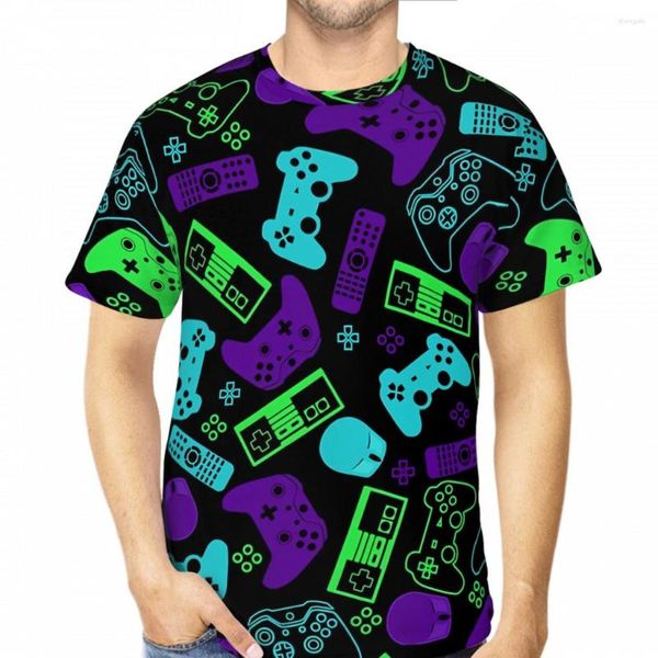 T-shirts pour hommes Retro Modern Gaming Polyester 3D Print Game Controller Shirt Sports de plein air Vêtements à séchage rapide Casual Street Tees