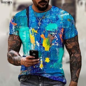 T-shirts voor heren retro geschilderde stiksel 3D-printen Harajuku Street Sports Fashion Casual Basketball T-shirt zomer oversized 5xl