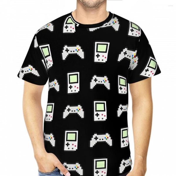 T-shirts pour hommes Rétro Pixel Art Dessin Été Contrôleur de jeu pour hommes Imprimé en 3D Hauts en polyester respirant Séchage rapide Manches courtes