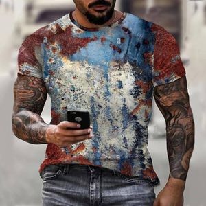 T-shirts voor heren retro roest abstract print mozaïek zomer heren short mouw t-shirt mode street harajuku fun o-neck top oversizedmen's