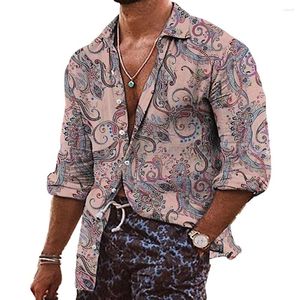 T-shirts pour hommes Retro Soft Beach Bouton Collier décontracté confortable Fashion Hawaiian Mens Imprimé élégant élégant