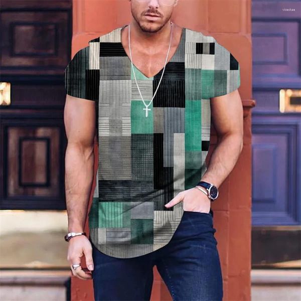 Camisetas para hombre Camiseta de calle retro Mosaico personalizado Impreso Connotación de lujo discreta