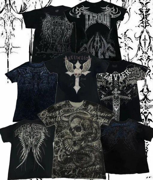 T-shirts pour hommes Shirts Retro Streetwear Shirt Y2K Style Gothic Harajuku Hip Hop Punk Rap Modèle Imprimée hommes Fomes Fashion Loose