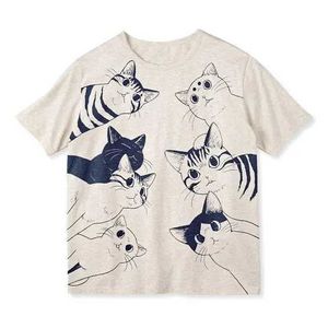 T-shirts masculins rétro Hip Hop Summer Harajuku Vintage Cat Imprimé T-shirt surdimension