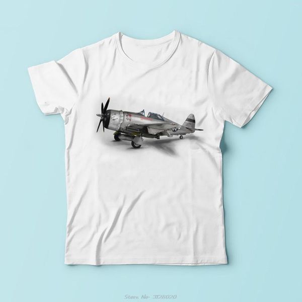 T-shirts pour hommes rétro USA drapeau P-47 Thunderbolt Aircraft unisexe t-shirt t-shirts blanc décontracté à manches courtes Warbird P47 chemise hommes Harajuku