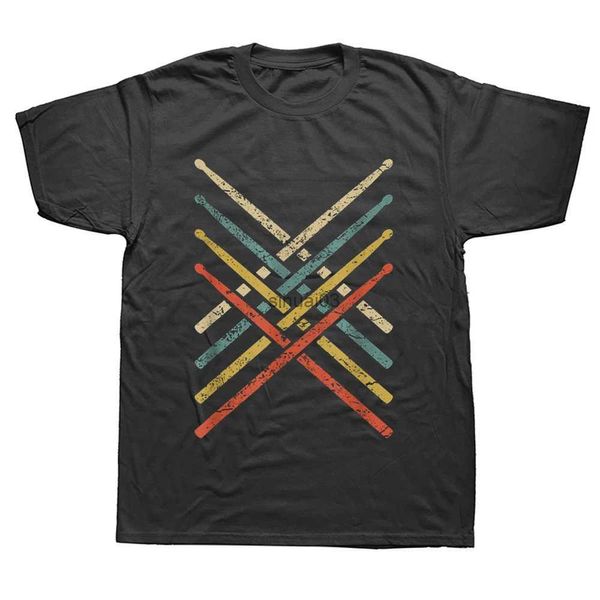 T-shirts pour hommes Rétro Vintage Drummer T-shirts Graphique Coton Streetwear Manches courtes Cadeaux d'anniversaire Summer Drum Sticks T-shirt Vêtements pour hommes