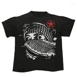 T-shirts pour hommes T-shirt en coton rétro y2k harajuku graphique imprime grunge goth top décontracté punk surdimensionné à manches courtes à manches courtes