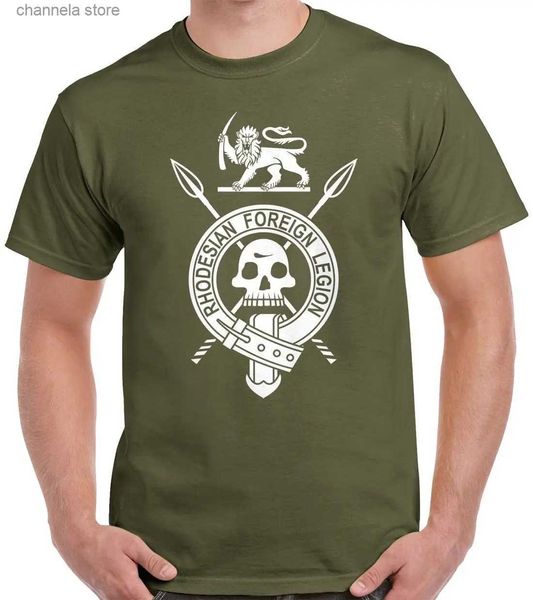 Camisetas para hombre Camiseta de la Legión Extranjera de Rhodesia - Infantería ligera RLI Rhodesia Nuevas llegadas Hombres Divertido Casual 100% Algodón Hip Hop Negro Top Tees T240227
