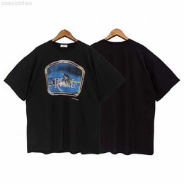 T-shirts pour hommes Rhude LONE WOLDHigh Street Lengan Pendek Gambar Serigala Katun Kualitas Tinggi Mode Casual T-shirts Hommes Hip-hop Fashion T Shirt
