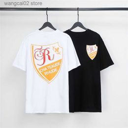 T-shirts pour hommes RHUDE Manches courtes Bouclier Lettre Imprimer Été Col rond Chemises de sport en vrac pour hommes et femmes T230621