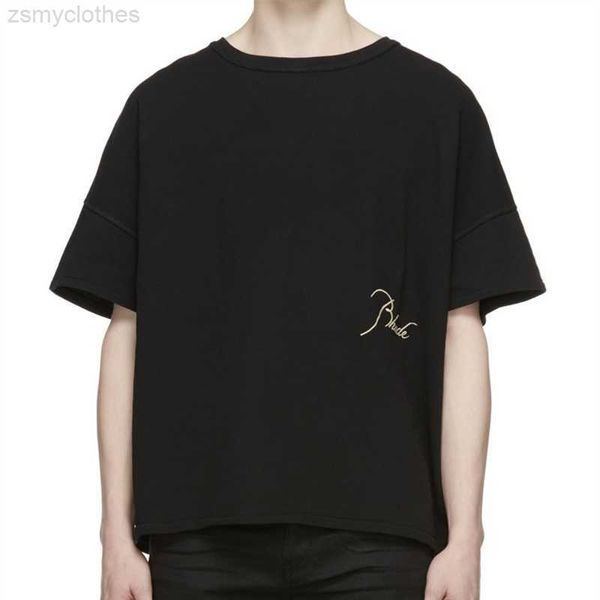 T-shirts pour hommes RHUDE T-shirt à manches courtes rétro simple ample jaune riz abricot noir code S-XL