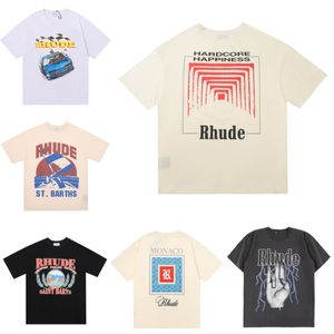 Heren T-shirts Rhude Zomer Designer Heren Casual T-shirt Top Luxe Monogram Bedrukt Shirt en Dames Korte Mouw Mode Skateboard Trend