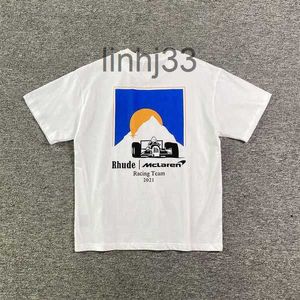 T-shirts pour hommes Rhude x Mclaren Chemise Hommes Femmes 1 Haute Qualité Modèle De Voiture Impression Tops Tee Vêtements Harajuku 11byblZ9S7