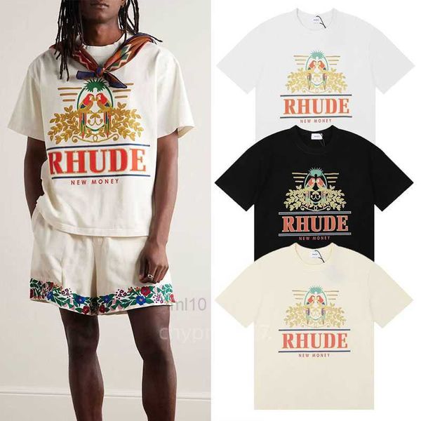 T-shirts masculins Rhudes Design Parrot Lettre d'impression Tee Coton Collier rond