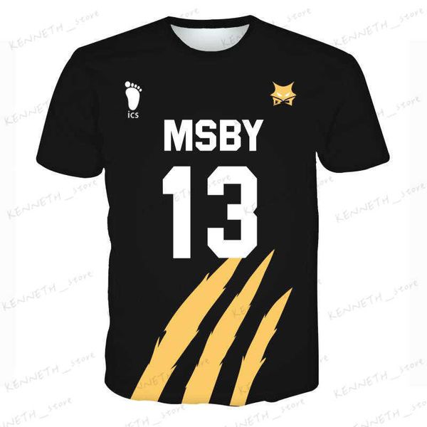 T-shirts pour hommes Riman Volleyball Junior Black Wolf Impression numérique 3D Sports Manches courtes Cosplay Animation Périphérique T230317