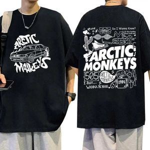 Camisetas para hombres Rock Rock Arctic Monkeys 2023 Tour Music Lists estampados de huella Mujeres Hip Hop Hop Fashion Algodón de algodón de gran tamaño Strtwear T240425