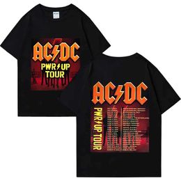 Camisetas masculinas Banda de rock ACDC Tour 2024 Top Top Mens Super grande Retro Street Unisex Classic 100% Algodón de manga corta Q240515