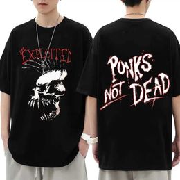 Camisetas masculinas Banda de rock explotada Retro Graphic T Shirt Men Hip Hop Trend Punk Gothic Camiseta Unisex Fashion Cotton Ts Strtwear T240425