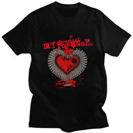 T-shirts masculins Rock Band My Chemical Romance Heart Bullets graphiques T-shirts hommes femmes vintage hip hop à manches courtes à manches en coton streetwear l230222