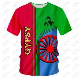 Mannen T-shirts Romeinse Zigeuner Vlag Kleding Mannen Zomer 3D Print Grote Maat Stijl Ontwerp Top O Ncek Tshirt oversized Kid
