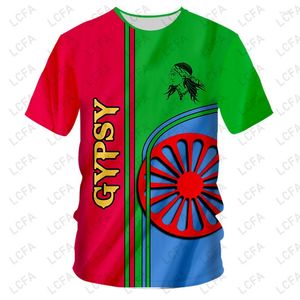 T-shirts pour hommes drapeau tsigane romain vêtements hommes été impression 3D grande taille Style Design haut O Ncek t-shirt surdimensionné enfant