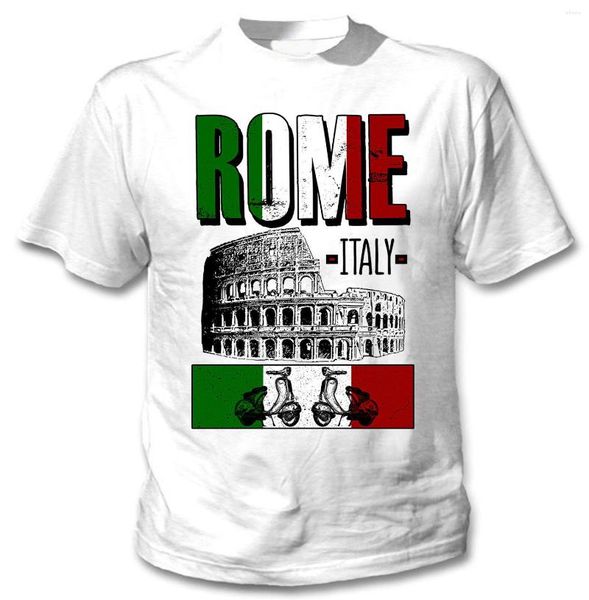 Camisetas para hombre Ciudad de Roma Italia Bandera Color Camisa Algodón Cuello redondo Manga corta Talla S-3XL