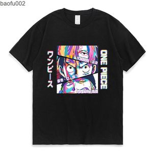 Camisetas para hombres Roronoa Zoro Luffy Manga Camiseta Cosplay Ropa unisex Anime Harajuku Hot Funny One Piece Moda Verano Streetwear Camisetas W0322
