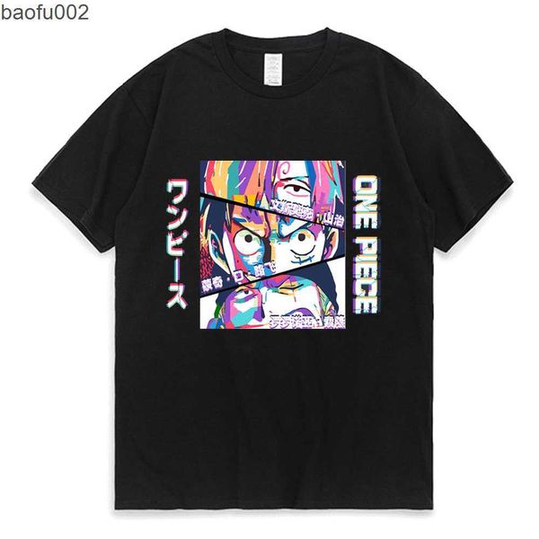 Camisetas para hombres Roronoa Zoro Luffy Manga Camiseta Cosplay Ropa unisex Anime Harajuku Hot Funny One Piece Moda Verano Streetwear Camisetas W0322