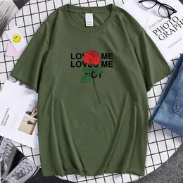 Heren T-shirts Rose And Love Me Hoge kwaliteit print tshirt katoen klassieke T-shirt man unieke kleding grappig zacht shirt voor mannen