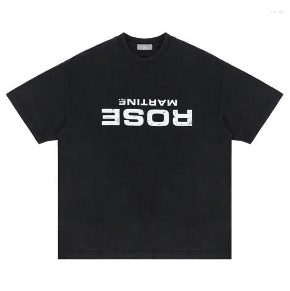 T-shirts pour hommes Rose High Street Creative Inversed Alphabet English Printing Men and Women Vintage Do Old T-shirts