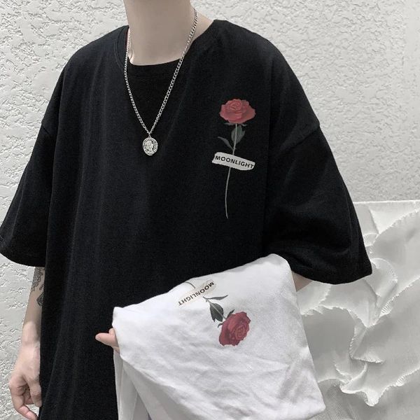 T-shirts pour hommes Rose Imprimé T-shirts D'été Streetwear Hommes Chemise Surdimensionnée 2023 Harajuku Homme Décontracté Manches Courtes T-shirts Hauts