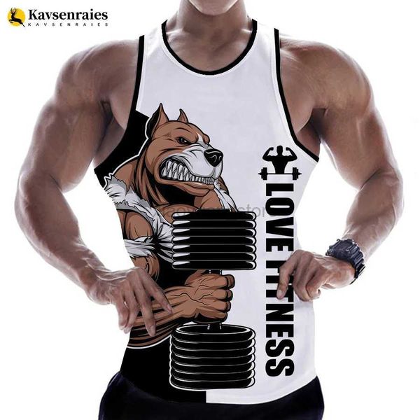 Camisetas para hombre Rottweiler Love Fitness Camiseta con estampado 3D Camisetas con estampado de letras para animales Chaleco sin mangas para hombre Harajuku Streetwear Camiseta para gimnasio 240327