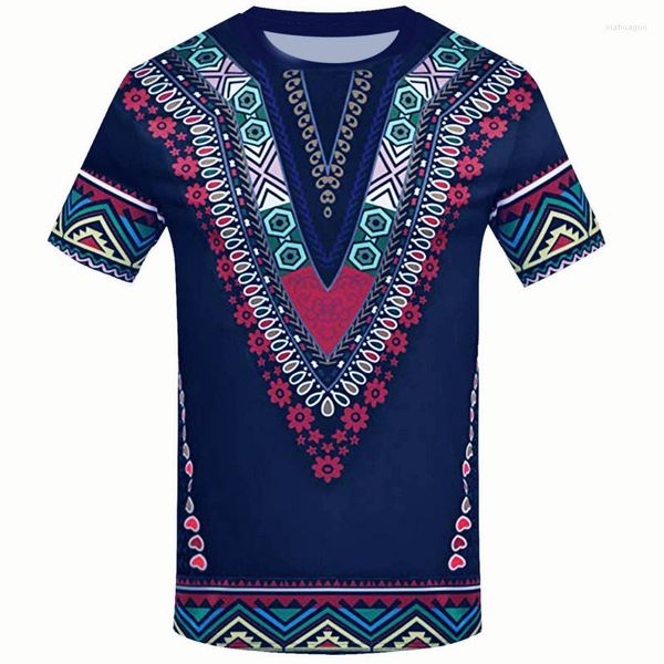 Camisetas para hombre, camisa de cuello redondo, estampado 3D, ropa étnica africana, camiseta de venta de verano, Top informal de moda 2023