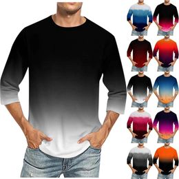 T-shirts masculins manche à trois quarts à manches à manches à manches décontractées t-shirt imprimé simple